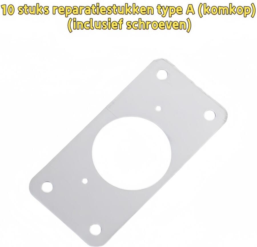 10 Scharnierreparatieplaat Voor keukenkast- en meubelscharnierbevestigingsreparatieplaat Hoge stabiliteit A-type reparatieplaat (kopkopstijl) (inclusief schroeven) Afbeelding Kleur