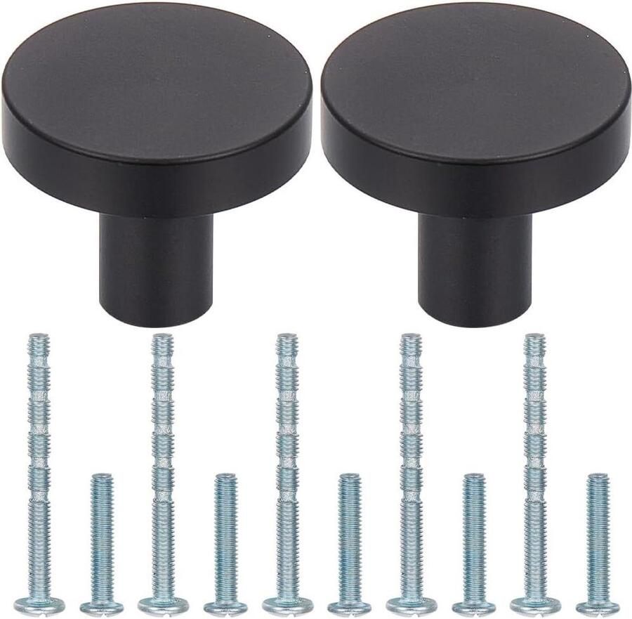 10 Sets Ronde Zwarte Ladeknoppen Metalen Aluminium Paddestoel Keukenkast Hardware Trekknoppen Handvat Badkamer Kast Borst Deur Meubels