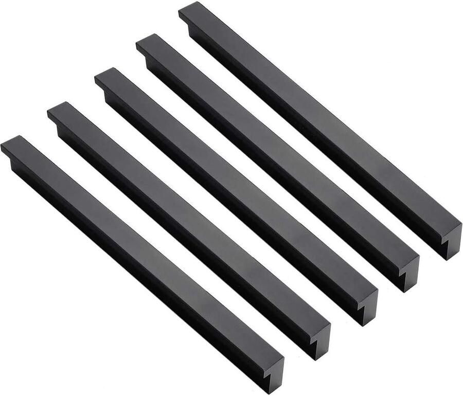 10 STKS Aluminium Kast Deur Handvat Meubellade Trekt 90 ° L Vorm Knoppen Gat Center 192mm Zwart