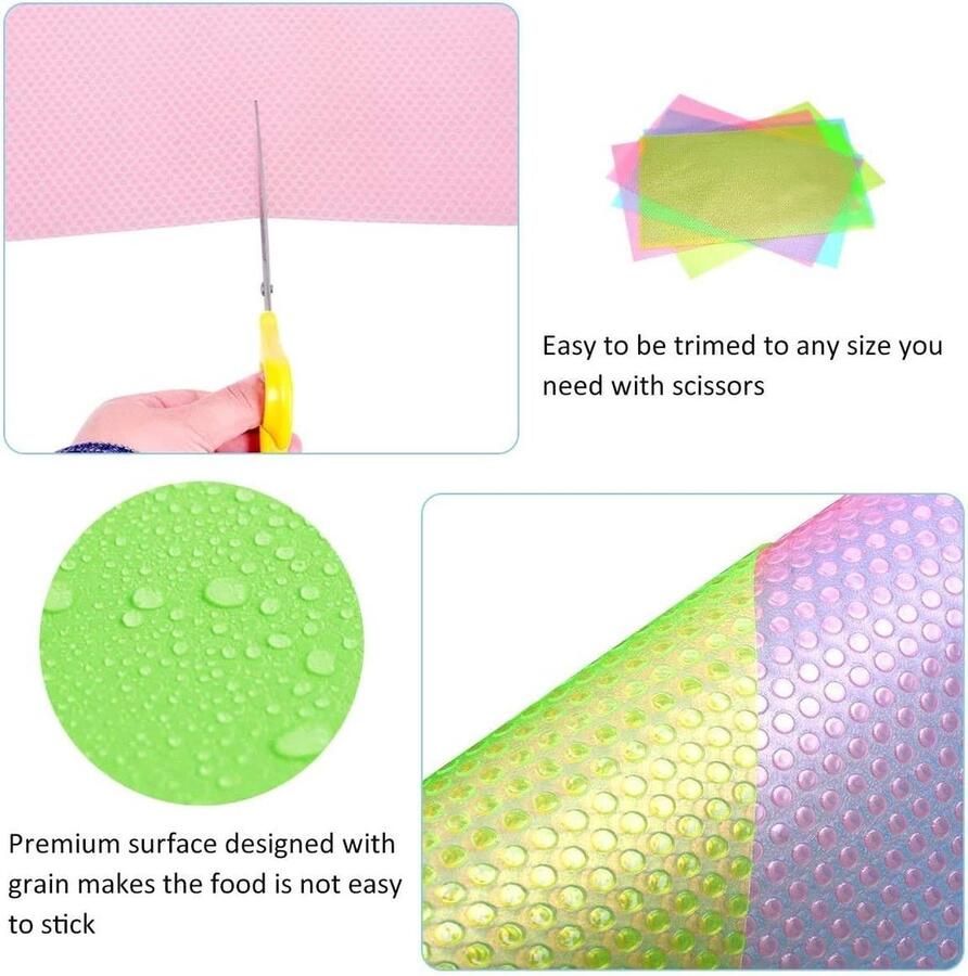 10 STKS Koelkast Pad Salade Veg Verse Liner Planken Antislip Koelkast Mat Wasbare Diy Niet-Zelfklevende Antibacteriële Antifouling Pads Placemats Kast Schoen Tafel Lademat (3 Gemengde kleuren 45* 29cm)