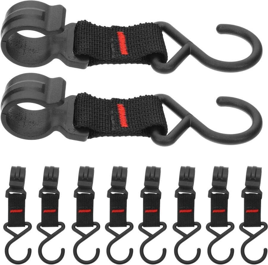 10 stuks 12*3.5 cm outdoor kampeerhaken met lintband opberghaken plastic S-haken voor het ophangen van jassen kleding en lampen eenvoudig te installeren voor outdoor kamperen vissen jagen tenten en waslijnen zwart