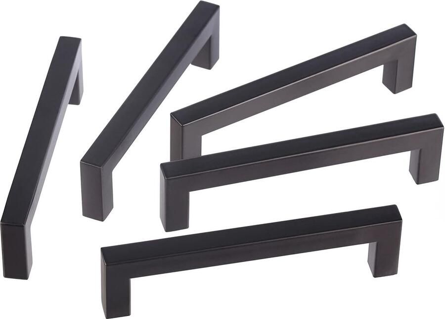 10 stuks 128 mm keukengreep boorgat geborsteld roestvrij staal meubelgrepen stanggreep railgreep roestvrij stalen buis Ø 12 mm zwart