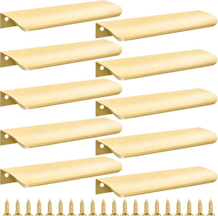 10 stuks 150*40*17.5 mm Kastgrepen Ladegrepen Verborgen handgreep Handvat van aluminiumlegering keukenkastgrepen meubelaccessoires hardware geborsteld goud