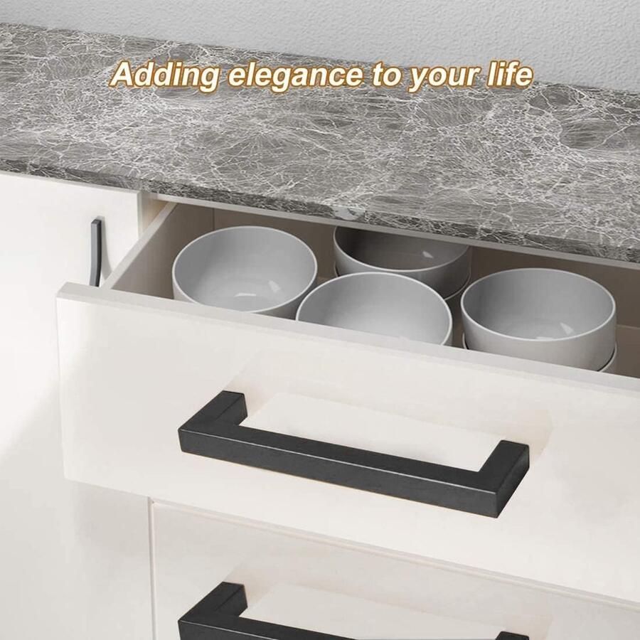 10 Stuks 192 mm Mat Zwarte Deurgrepen Meubelgrepen Modieus Roestvrij Staal Vierkante Handgrepen Kastgrepen Herbruikbaar voor Keuken Laden Kast Meubels