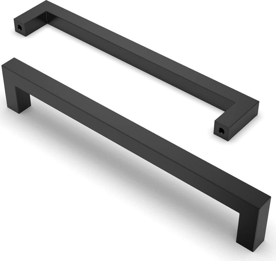 10 Stuks 192 mm Mat Zwarte Deurgrepen Roestvrij Staal Vierkante Meubelgrepen Keuken Kantoor Laden Kast cabinet handle black