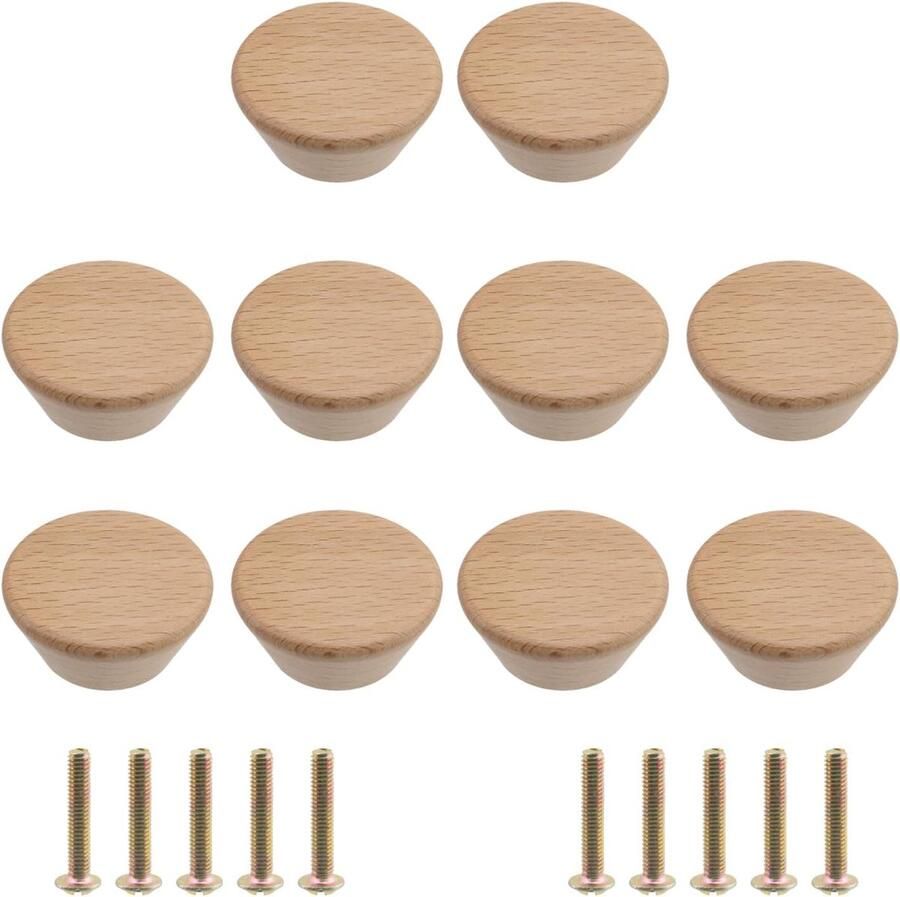10 stuks 4 5 cm diameter Ladegrepen Houten kastgrepen Keukengrepen Geschikt voor dressoirs kasten Natuurlijke houtkleur