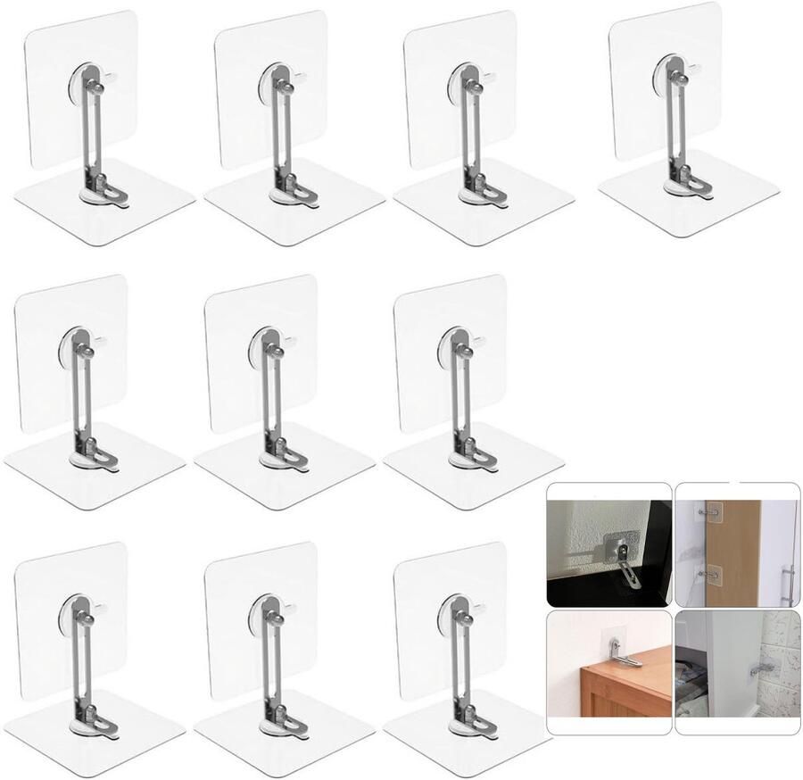 10-Stuks Anti-kantelbeugels Meubelbevestigingen Anti-kantel meubelriemen Zonder boren Geschikt voor tv- en boekenplanken kasten dressoirs schoenenkasten en nachtkastjes Transparant