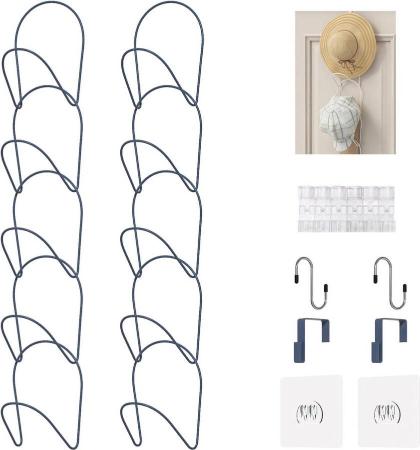 10 stuks Cap Houder Deurhoed Rekken Baseball Cap Houder Kast Hangende Verstelbare Hoedhouders voor Sjaals Handtassen Kleding Stropdassen Blauw