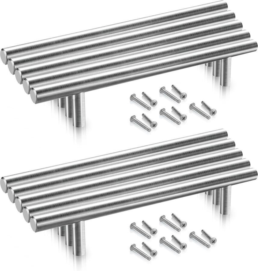 10 Stuks Handgreep RVS 128mm Ø12mm Handgrepen keukenkastjes Handgrepen voor deurtjes Handgrepen Kast Handgreep keukenkastjes Handgreep kast Meubelbeslag Keukengreep deurgreep