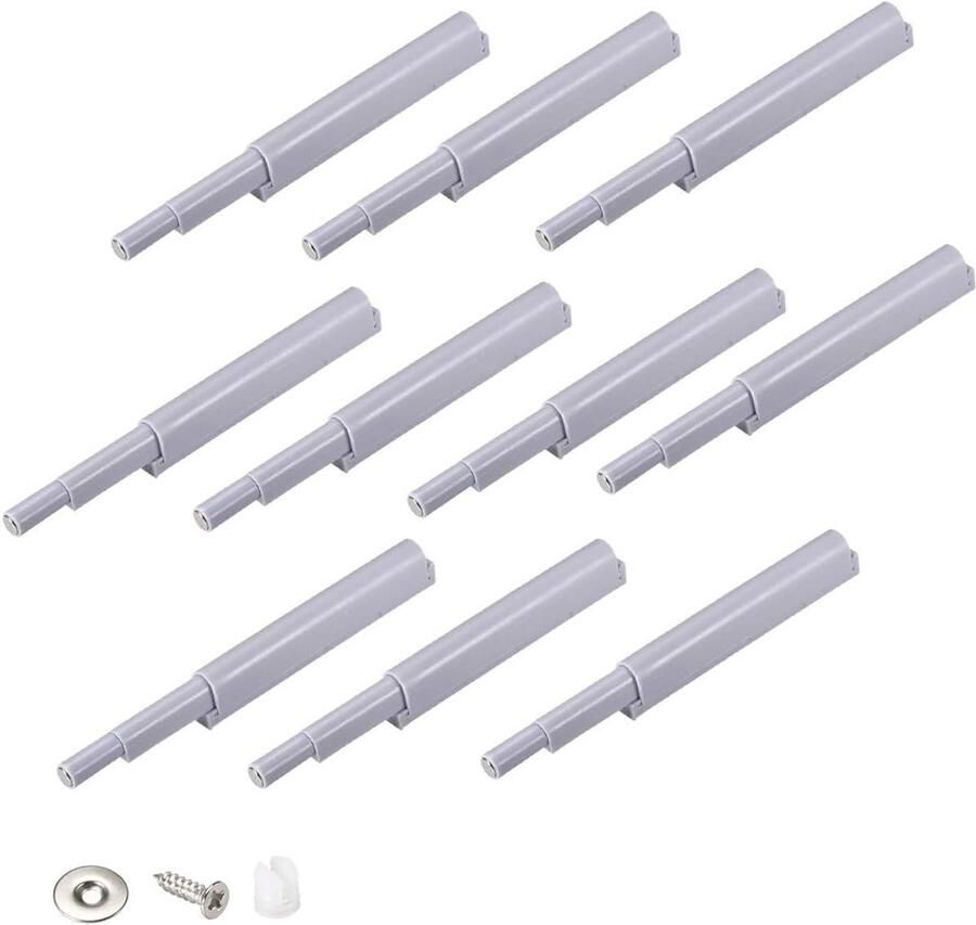 10 stuks Deursnapper Deurdemper Deurbuffer Deursluiter Greeploos Buffer druksnappers Automatische Druk Deuropeners demperbuffers kastdeur demper met accessoires voor kastdeuren keukenkasten meubels en keukenlades 125 mm