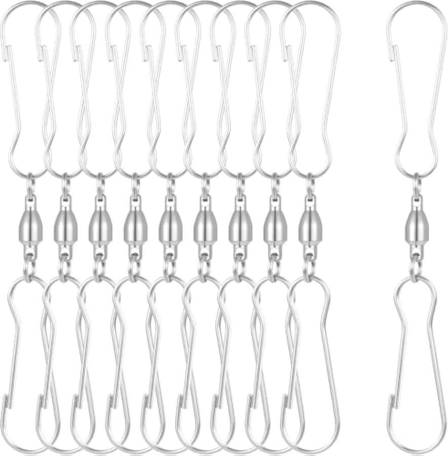 10 stuks draaibare dubbele haakclips windspinner-hangers spiraalstaarten twisters windsokken voor spinners windsokken draken bloempotten vogelhuisjes vlaggen feestaccessoires