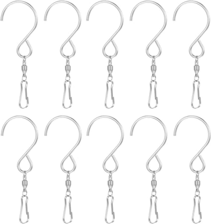 10 stuks draaibare haken clips gladde twist hangende haken wind spinner hangers spiraalvormige staarten twisters wind sokken voor spinner windsokken vliegers bloempotten vogelvoeders vlaggen