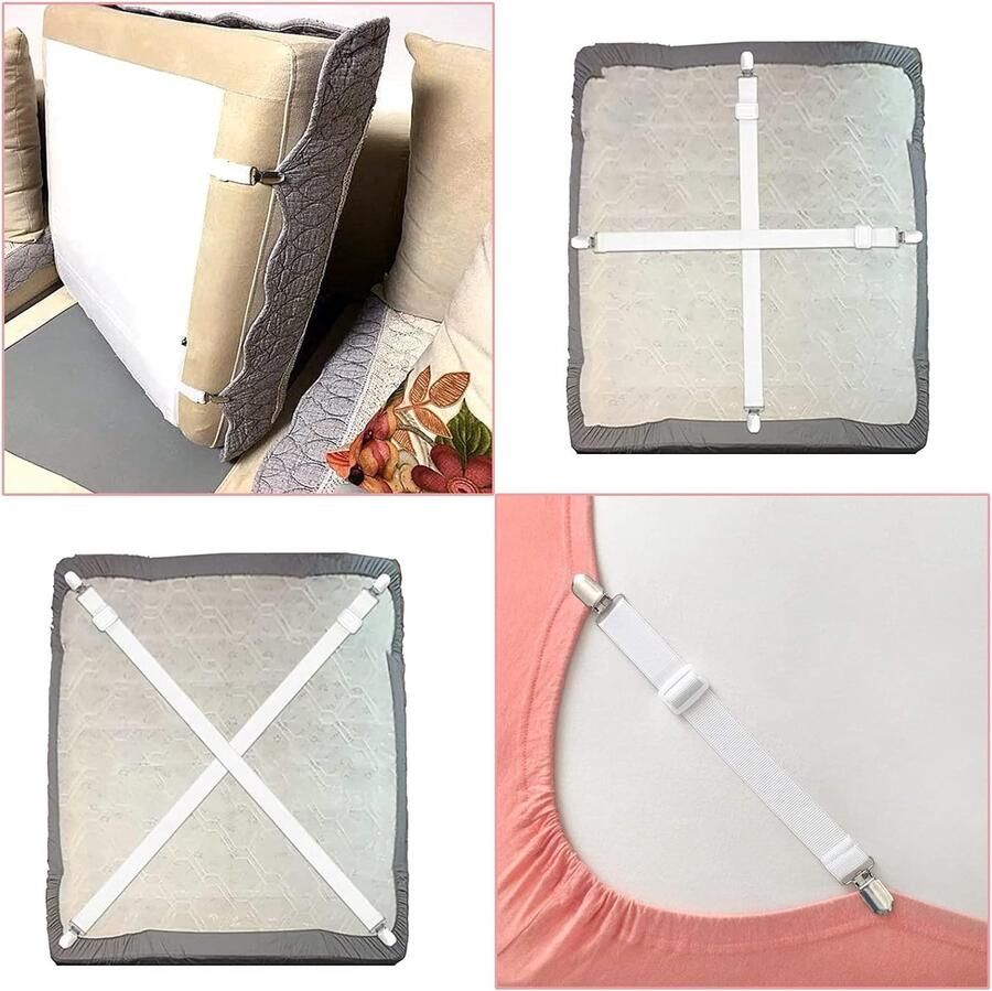 10 Stuks Elastische Bedlakenspanners Verstelbare Bedlakenspanners Lakenspanners met Metalen Clips voor lakens matrassen