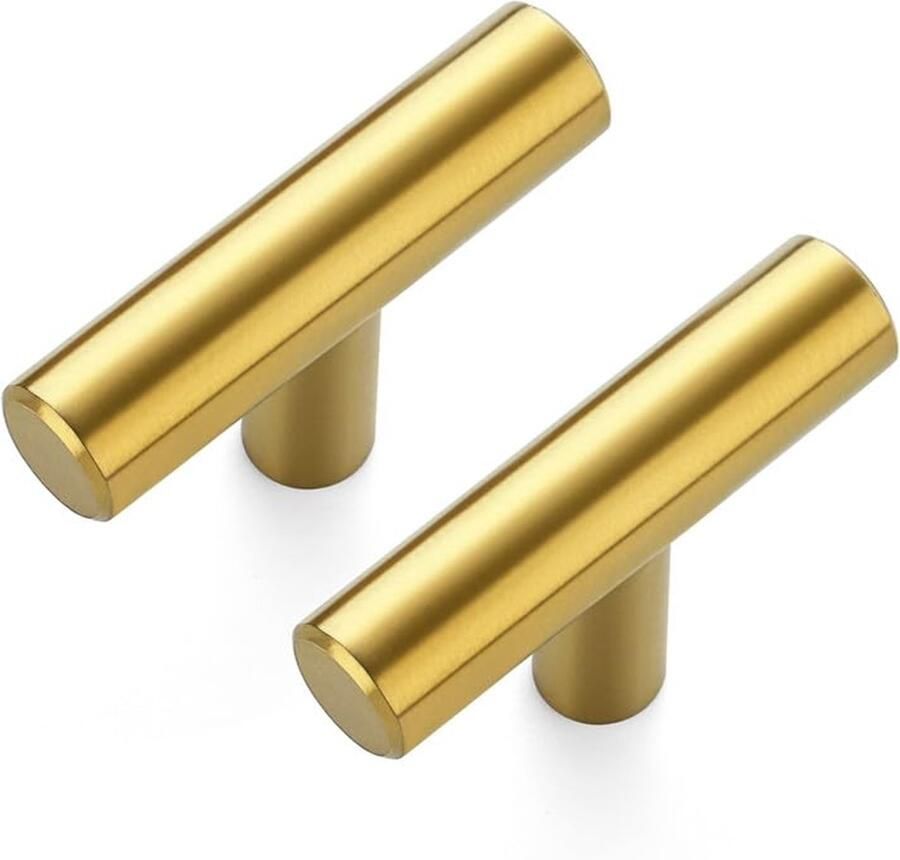 10 stuks gouden T-bar kastknoppen voor keukenkasten 50 mm roestvrij staal meubeldeurgrepen