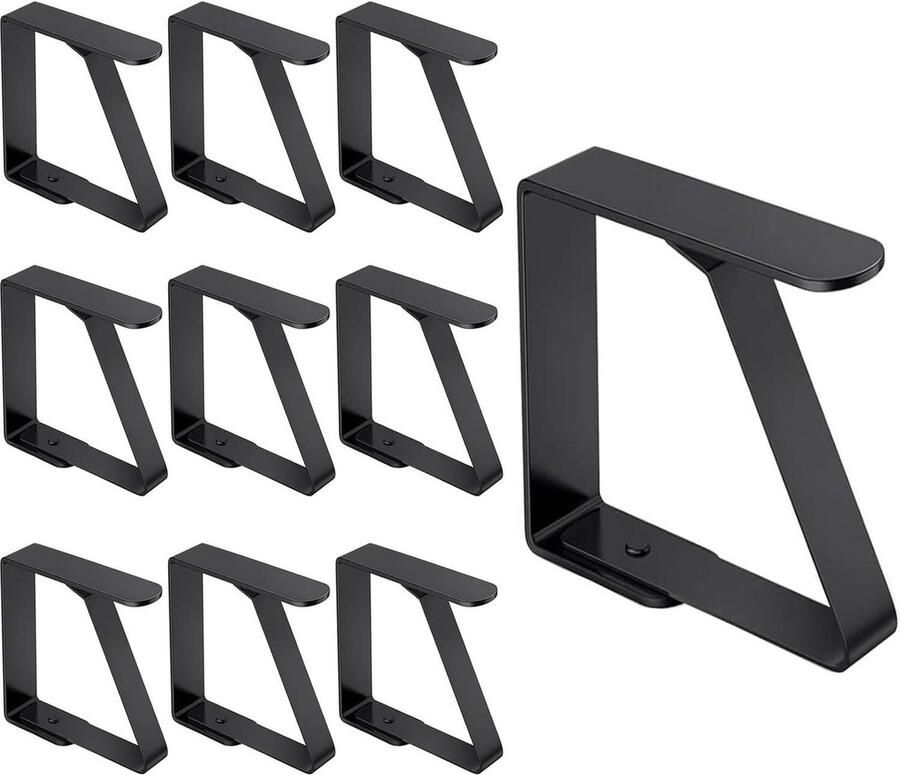 10 stuks grote roestvrijstalen tafelkleedklemmen voor dikke tafels tuintafel restaurant eettafel zwart 8 x 7 cm Tablecloth Clamp