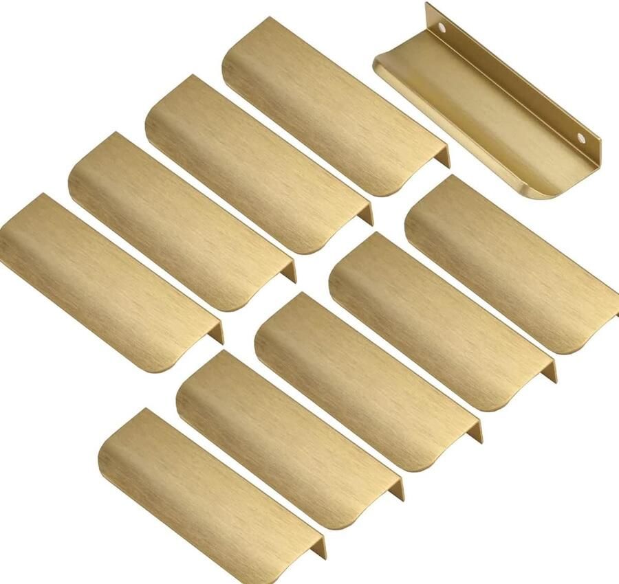 10 stuks Handgreep meubelgreep Keukenkastgrepen Verborgen handvat meubelgrepen Handgreep Kast ladegrepen Deurgreep Geborsteld goud Arc-greep Aluminiumlegering 96mm