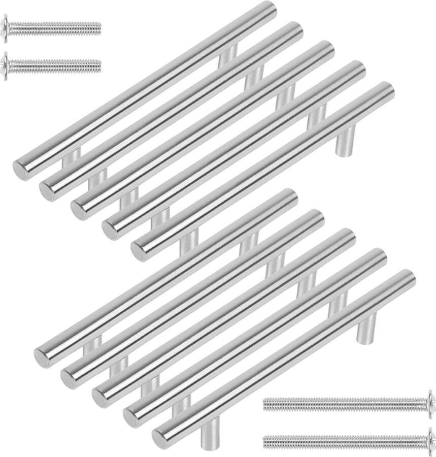 10 stuks Handgreep RVS T-greep Denver Rvs 188mm SET Hartafstand 128mm Rvs Meubelgreep Rvs Keukengreep Rvs- Greep Rvs Deurgreep Handgreep keukenkastjes keukenkast handgrepen kast meubelgrepen Handgrepen voor deurtjes 10MM