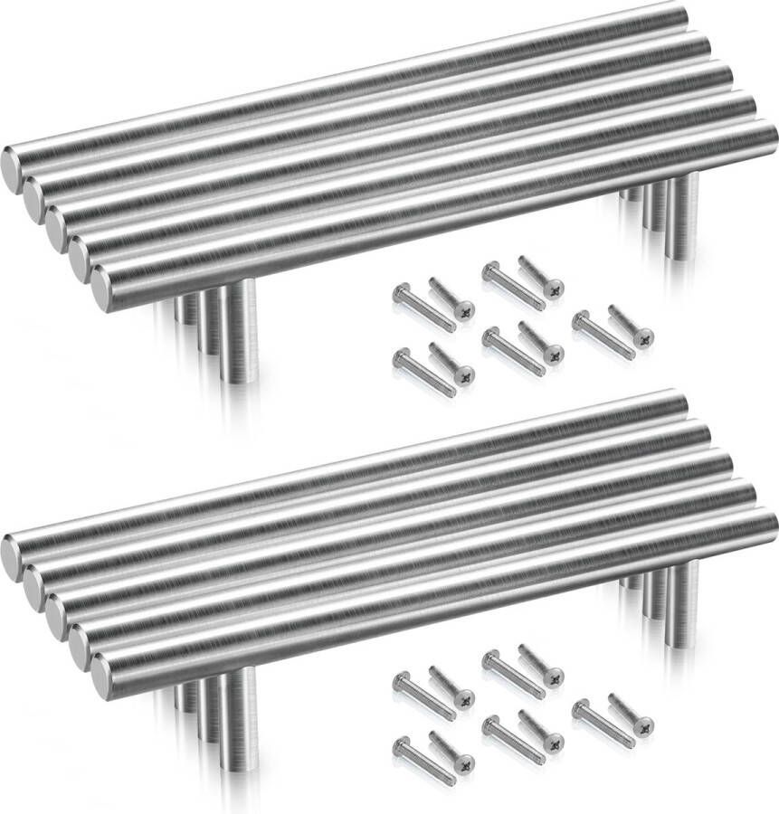 10 stuks Handgreep RVS T-greep Denver Rvs 220mm SET Hartafstand 160mm Rvs Meubelgreep Rvs Keukengreep Rvs- Greep Rvs Deurgreep Handgreep keukenkastjes keukenkast handgrepen kast meubelgrepen Handgrepen voor deurtjes 12MM