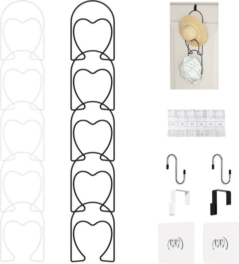 10 stuks hoedrekken baseballcap-houder kast voor sjaals handtassen handdoeken kleding stropdassen met haken om op te hangen zwart en wit