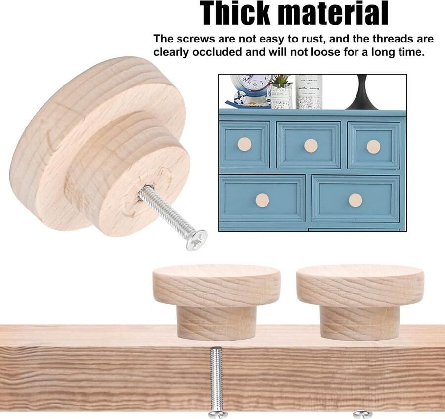 10 stuks houten ladegrepen meubelknoppen ronde houten knoppen kast ronde trekknoppen handgrepen voor kast lade schoenenkast kastdeur keuken 50 x 25 mm