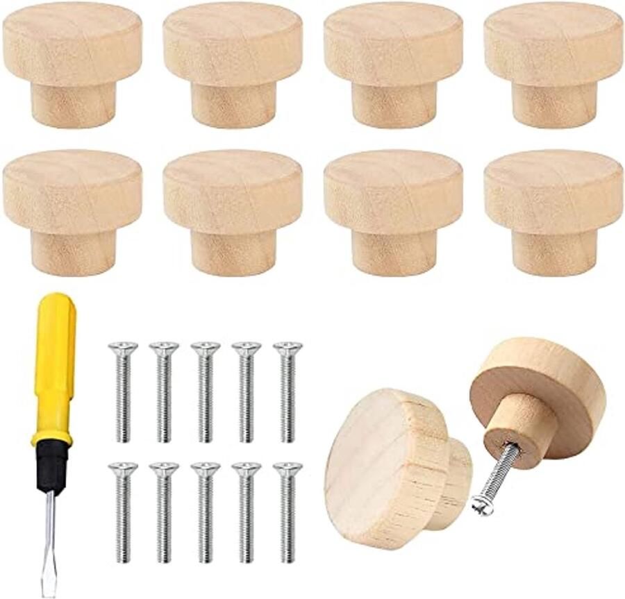 10 stuks houten meubelknoppen voor kast en lade Natuurlijk hout ergonomisch en elegant