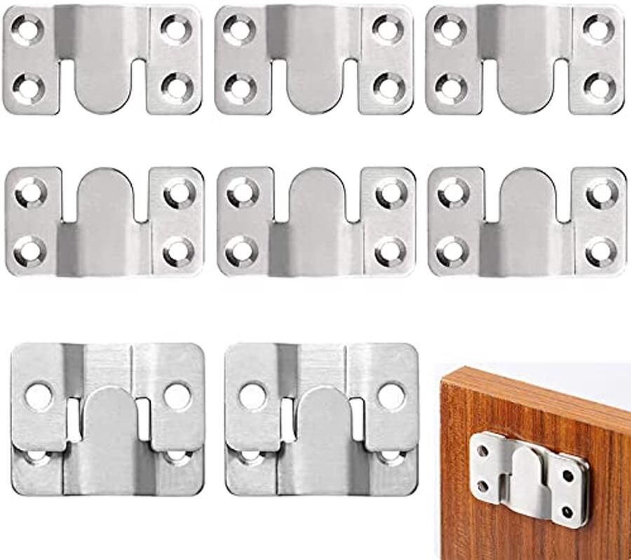 10 Stuks Inbouw Verborgen Meubelverbinder Haken van Roestvrij Staal Perfect voor Fotolijsten Hoofdborden en Meubels