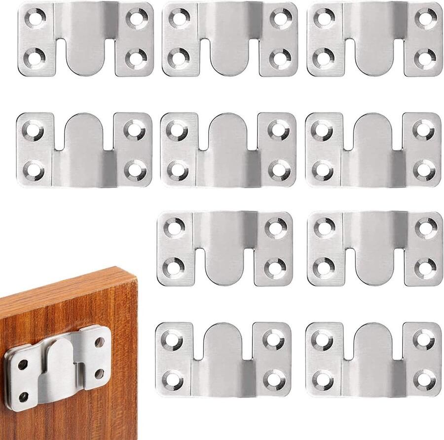 10 stuks inbouwbeugels voor bankbevestiging meubelbevestigingshaak van roestvrij staal hangende wandbeugel van roestvrij staal ijzerwaren voor bank meubel fotolijst en spiegel
