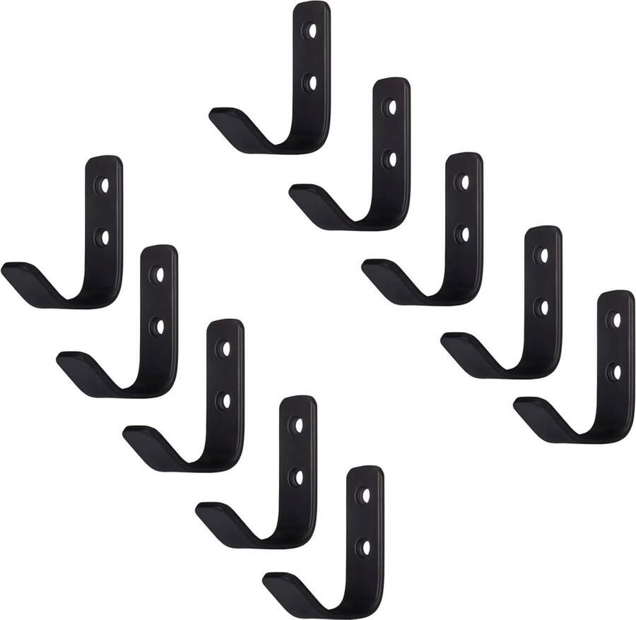 10 stuks Kapstokhaken ALBA echt roestvrij staal zwart mat 58 x 20 mm set van 10