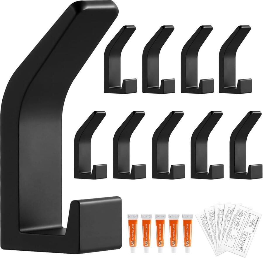10 stuks kapstokhaken_wandhaken_garderobe_ideaal voor hal_ zwart