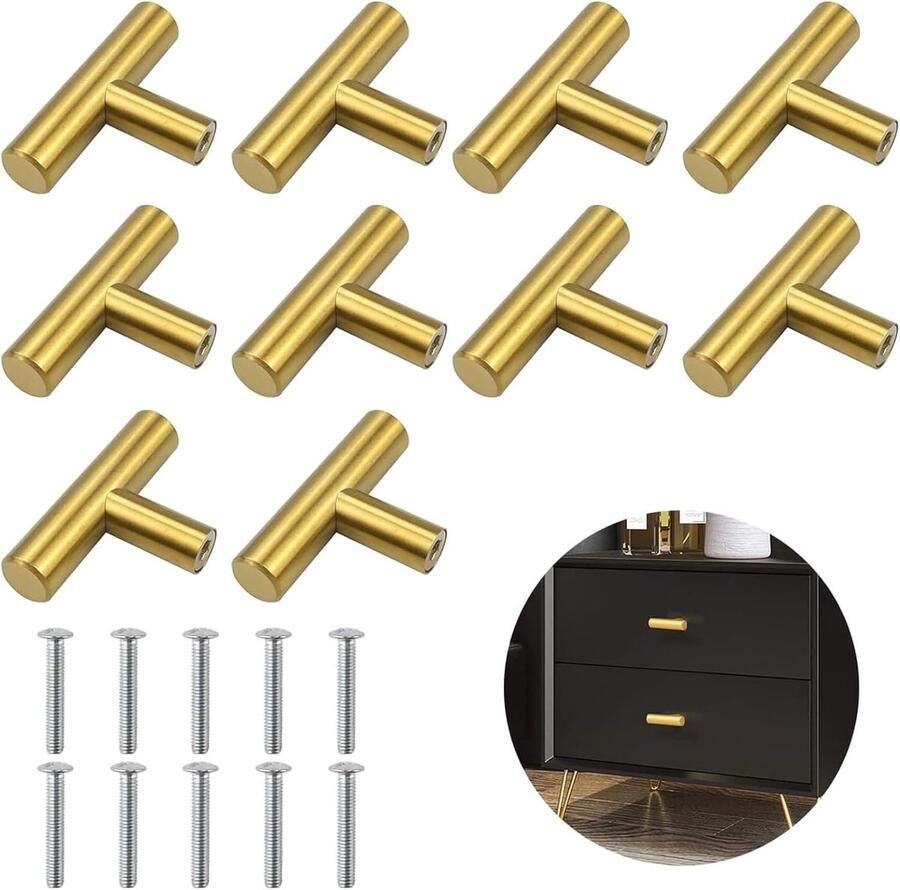 10 stuks Kastdeurgrepen Ladehandvat met Enkel Gat Gouden Kast Handvat voor Lades Kasten Schoenenkasten Nachtkastjes 5cm (Golden)