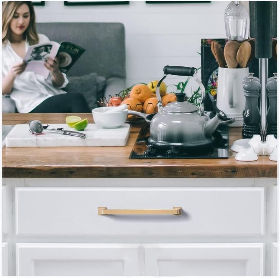 10 Stuks Kastgrepen in Champagne-Brons Duurzame Meubelgrepen met 128 mm Boorgatafstand voor Keukens en Kasten