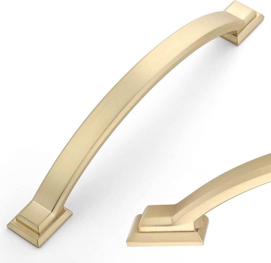 10 Stuks Kastgrepen in Geborsteld Goud 128 mm Gatafstand voor Keuken en Meubels