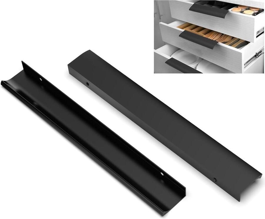 10-stuks kastgrepen verborgen moderne meubelgrepen boorgatafstand 224 mm aluminium volledige lengte 270 mm greep voor deurgreep badkamerdeur mat zwart cabinet handle black