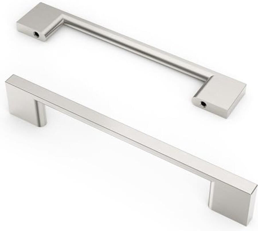 10 Stuks Kastgrepen Voor Keuken en Meubels Geborsteld Nikkel Gatafstand 128 mm