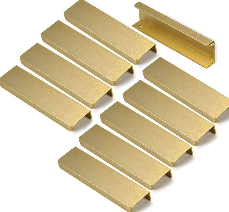 10 Stuks Keuken Meubelgreep Onzichtbare Gouden Handvat Gouden Meubelgreep Messing Deurgreep Afstand 128 mm