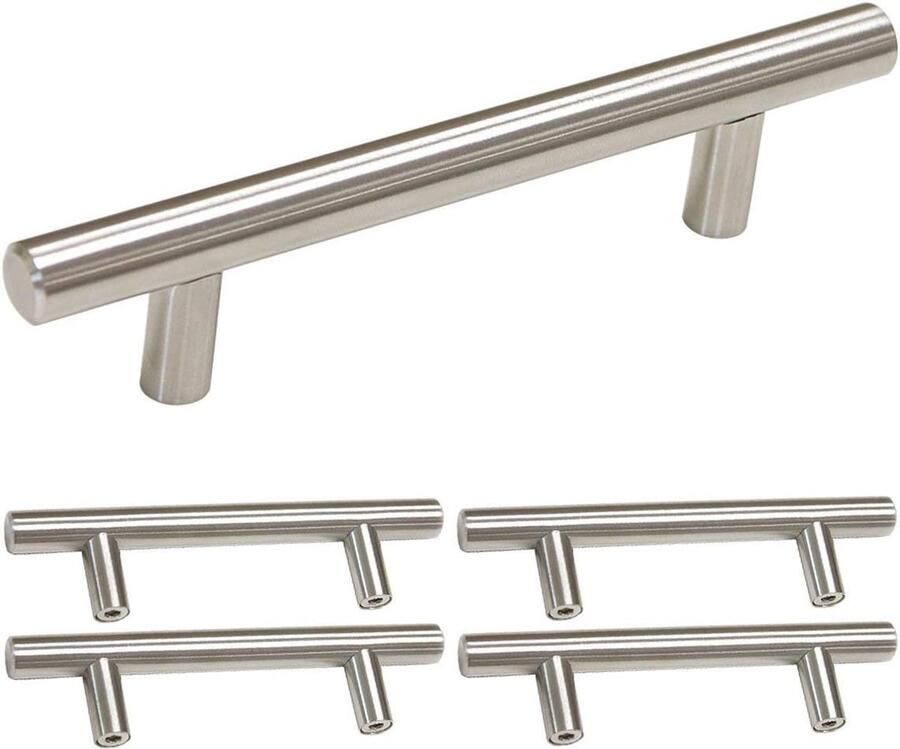 10 stuks keukenkast deurgrepen meubelhandgreep LS201BSS T stanggreep holle roestvrij stalen meubelgreep railgreep inclusief schroeven