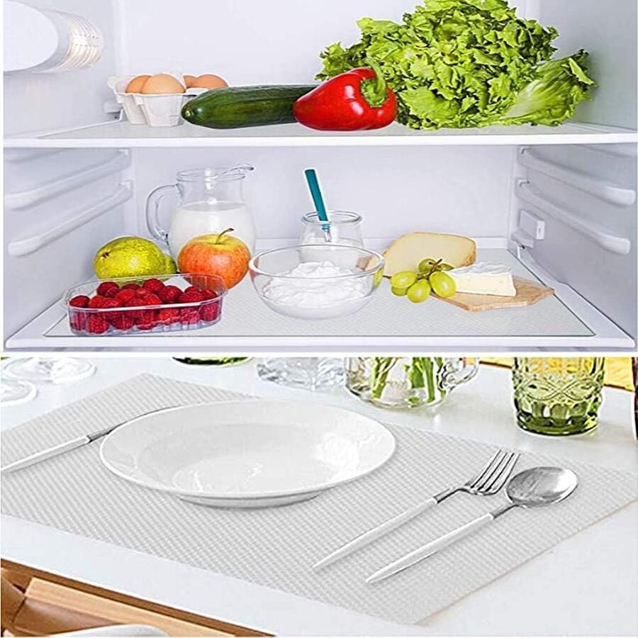 10 stuks koelkastmatten antibacterieel anti-fouling antislip koelkast mat doe-het-zelf kast mat tafel mat lademat wasbaar (29 x 45 cm wit transparant)