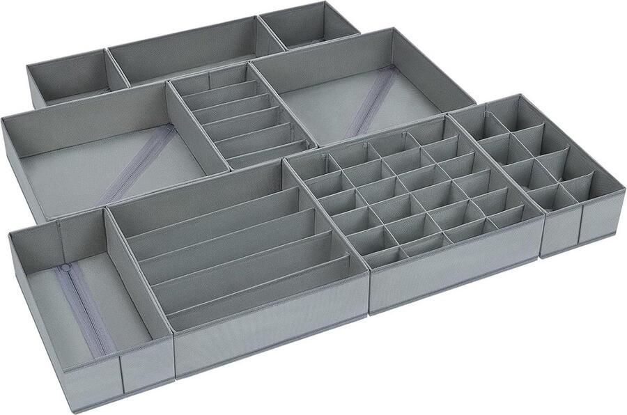 10 stuks lade-organizers stoffen ladeverdelers opvouwbare kledingkastopbergorganizer lade opbergdoos kleding sokken grijs