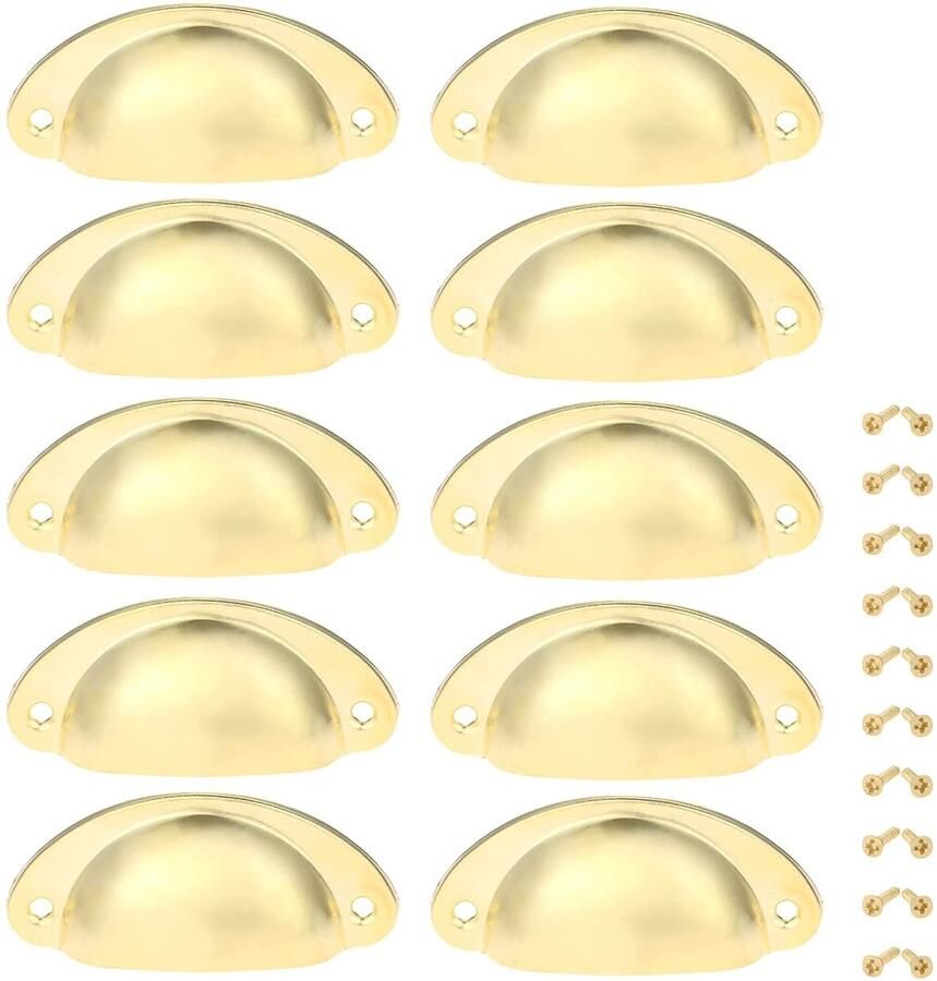10-Stuks Ladegrepen Vintage keukenkastgrepen Vintage handgrepen Meubelladedeurgrepen Decoratieve kastgrepen Halvemaanvorm Geschikt voor keukens kledingkasten kasten en lades Goud