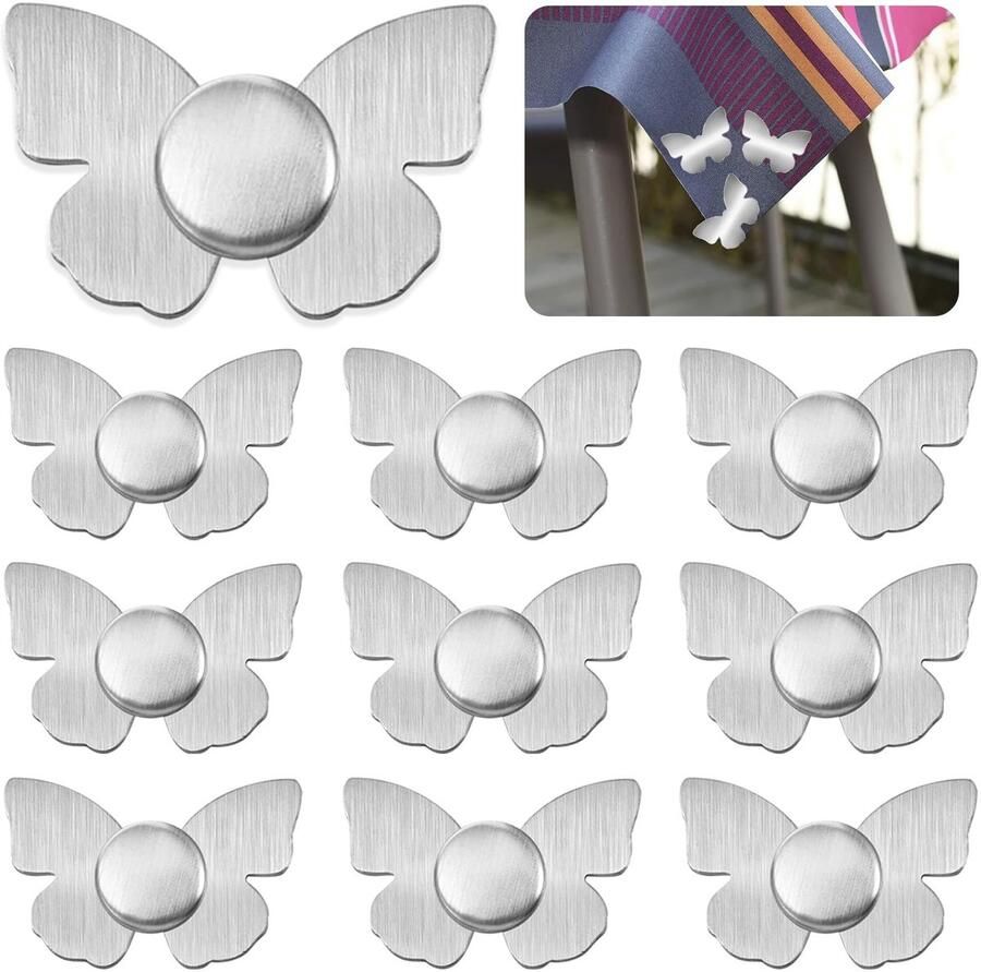 10 stuks magneetvlinders roestvrij staal roestvrijstalen tafelkleedgewicht magnetische tafelkleedklem tafelkleedgewicht ca. 60 g stuk voor binnen- en buitengebruik