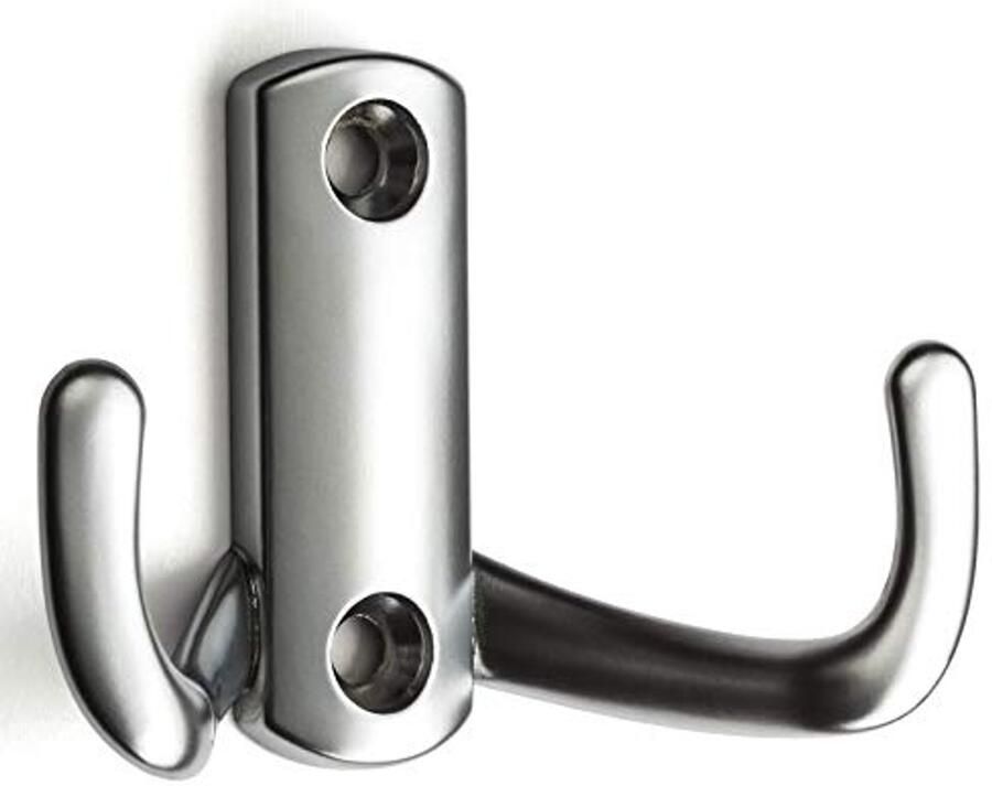 10 stuks metalen kapstokhaken chroom mat 70 x 47 mm incl. bevestigingsschroeven