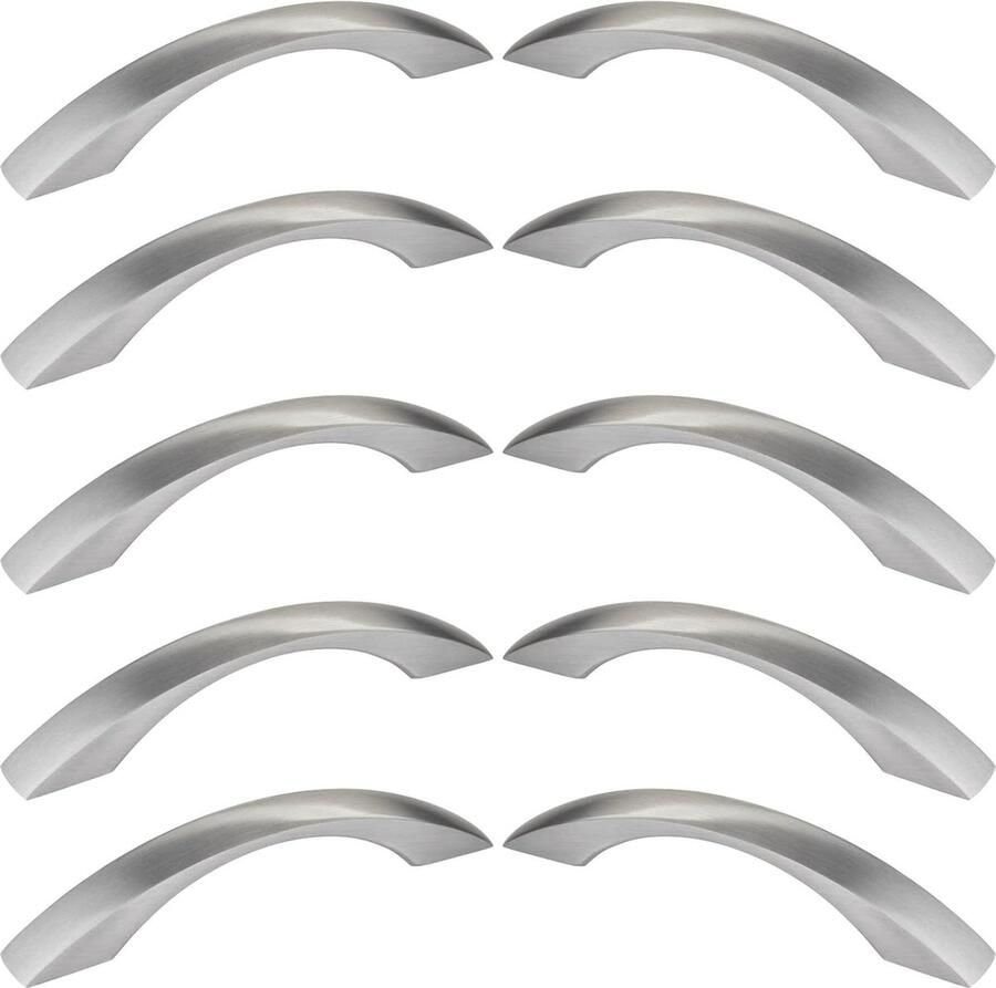 10 stuks Meubelgrepen ZOE Boorgatafstand (BA) 128 mm roestvrij staal look mat Ladegrepen Gebogen handgrepen modern design