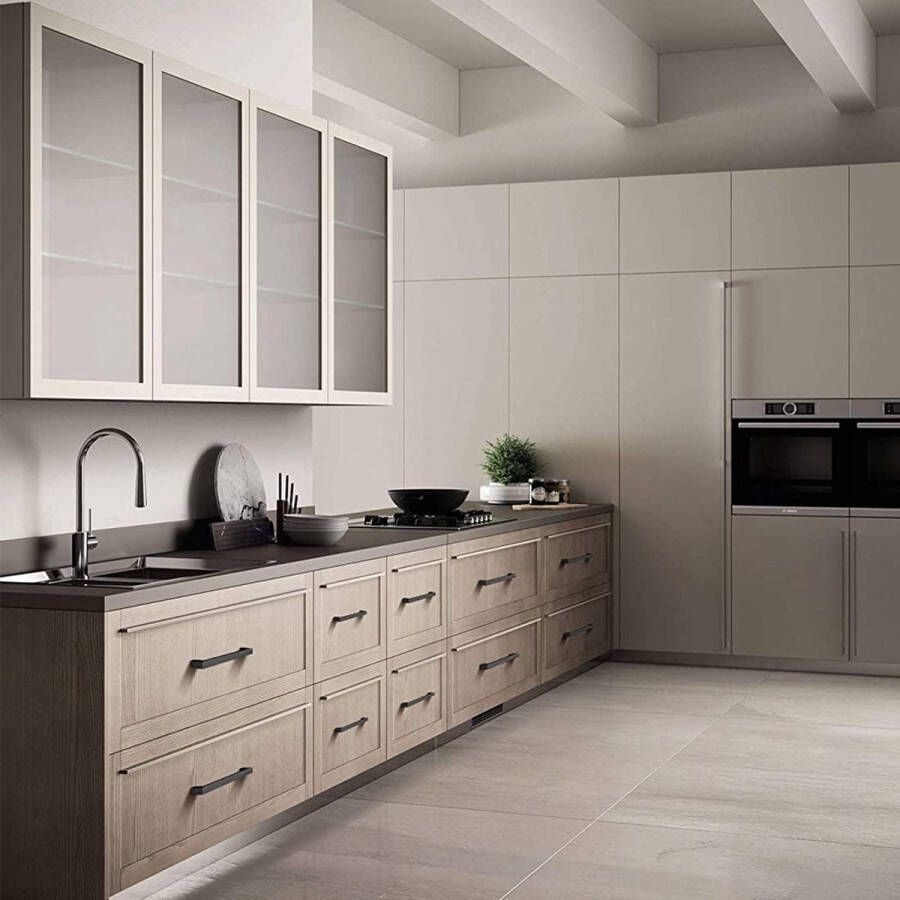 Senza Marchio 10 stuks meubelgrepen zwart 128 mm modieuze roestvrijstalen vierkante handgrepen kastgrepen met 40 schroeven herbruikbaar voor keuken laden kast meubels