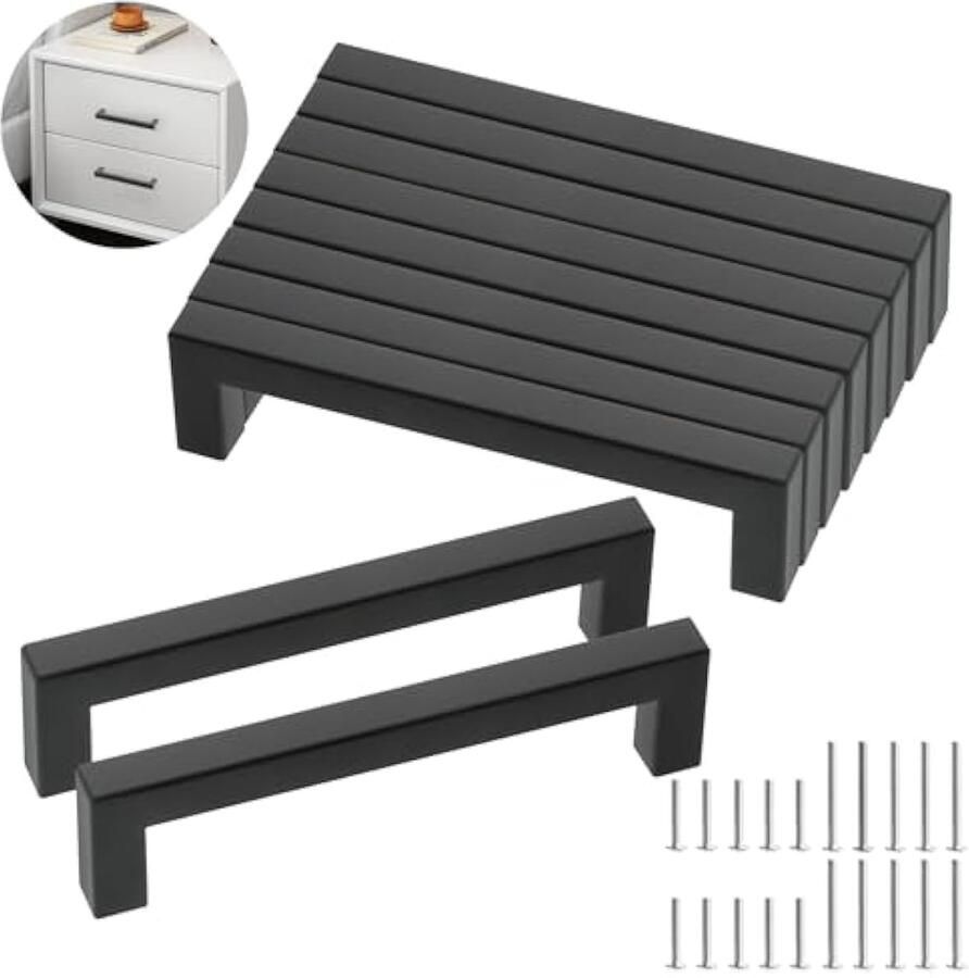 10 stuks meubelgrepen zwart gatafstand 128 mm keukengrepen roestvrij staal ladegrepen met veertig schroeven modieuze vierkante handgrepen voor keuken laden kast