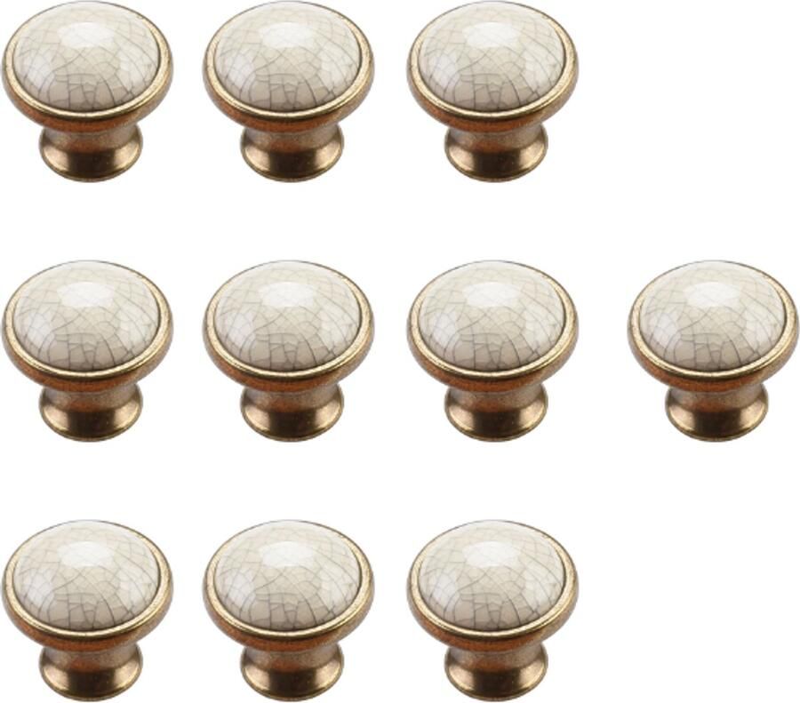 10 stuks Meubelknop Kastknoppen Ladeknoppen voor deurtjes Diameter 34 mm Hoogte 35mm Kastknop Eenvoudig te installeren Duurzaam en elegant Zink + keramiek wit geel