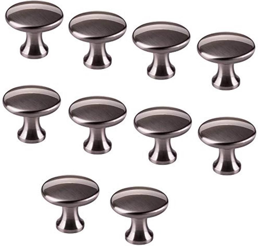 10 stuks Meubelknoppen RVS-look Diameter 29 mm Hoogte 25 mm