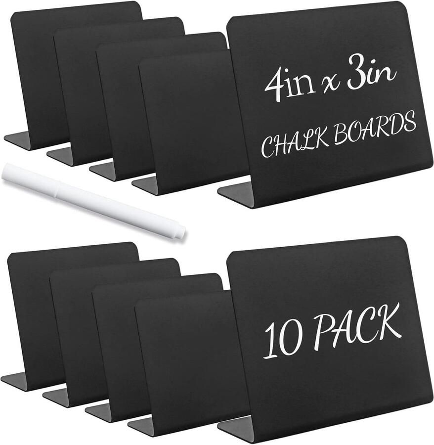 10 Stuks Mini Schoolbordborden Tafelblad Schoolbordlabels L-vormige Kleine Schoolbord Buffetborden Voedsellabels voor Feestbuffet Bruiloft Bakkerij (3 x 4 Inch) Zwart