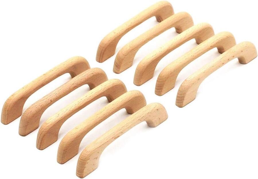 10 stuks onafgewerkte houten ladeknoppen en -grepen vervangende keukenkastmeubels dressoirs kledingkasten ladegrepen (totale lengte: 12 7 cm afstand tussen gaten: 10 16 cm)