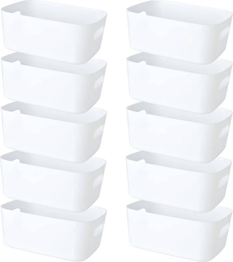 10 stuks opbergdozen organisator witte opbergdoos met handgrepen 24 x 17 x 10 cm opbergdozen voor planken keuken kast badkamer speelgoed duurzame huis netjes open opbergmand