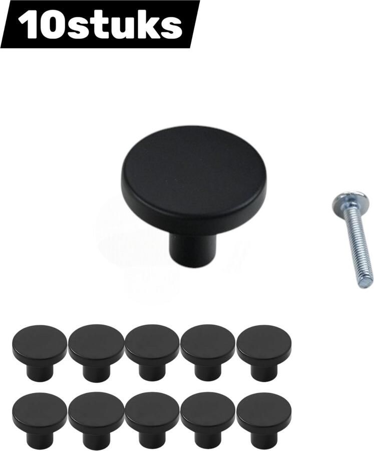 10 stuks Ronde enkelgats kleine handgreep Zwarte lade- en kastgrepen Nachtkastjes kastdeurknoppen Meubelbeslaggrepen Geschikt voor badkamers kasten keukens en kaptafels Met schroeven 30*25cm Zwart